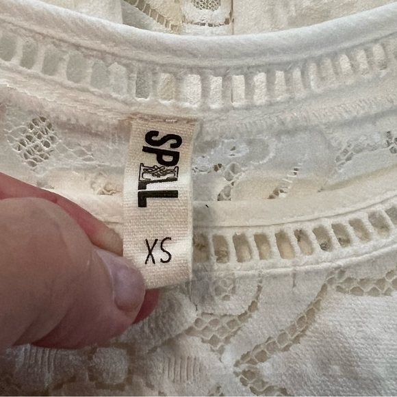 SPELL & THE GYPSY Clover Lace Mini Dress XS Gently Flared Sleeves Boho coquette - Picture 16 of 16